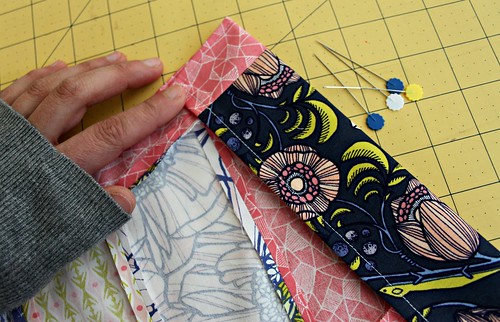 18. to make rod pocket, fold down 2 inches, press, and pin