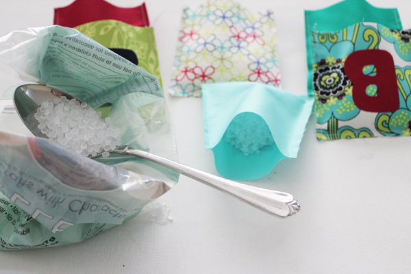 Fill pockets with poly beads