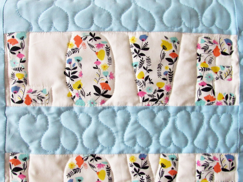 Love quilt close up